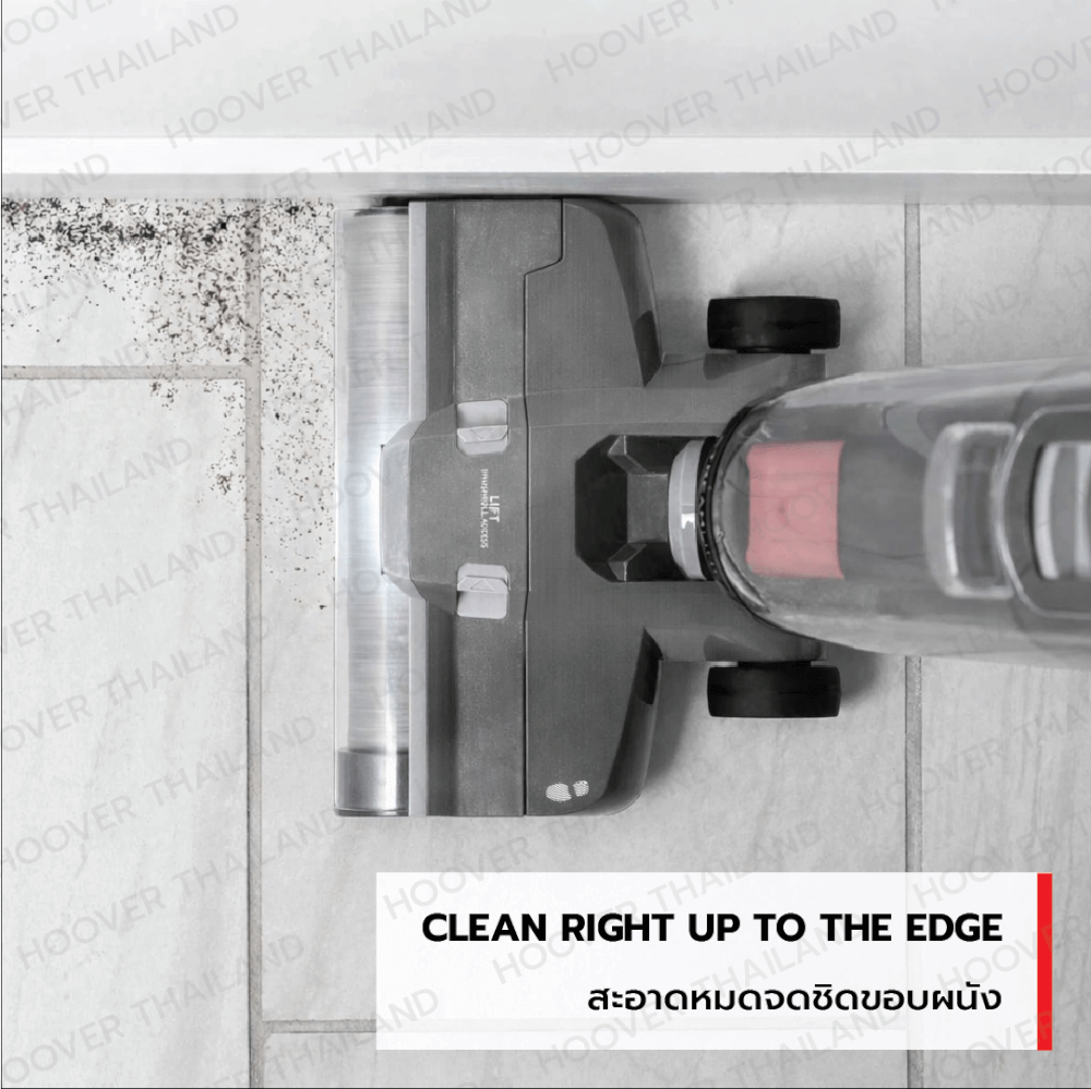 เครื่องดูดฝุ่น ถูพื้น ด้ามจับ HOOVER STREAMLINE ทำความสะอาดชิดขอบผนัง และระบบทำความสะอาดด้วยตัวเอง (สายไฟยาว 7.6 เมตร)  สีเทาดำ_5